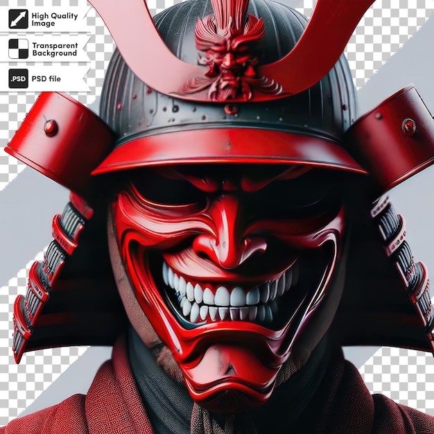 PSD psd japońska mitologia oni diabeł samuraj maska na przezroczystym tle
