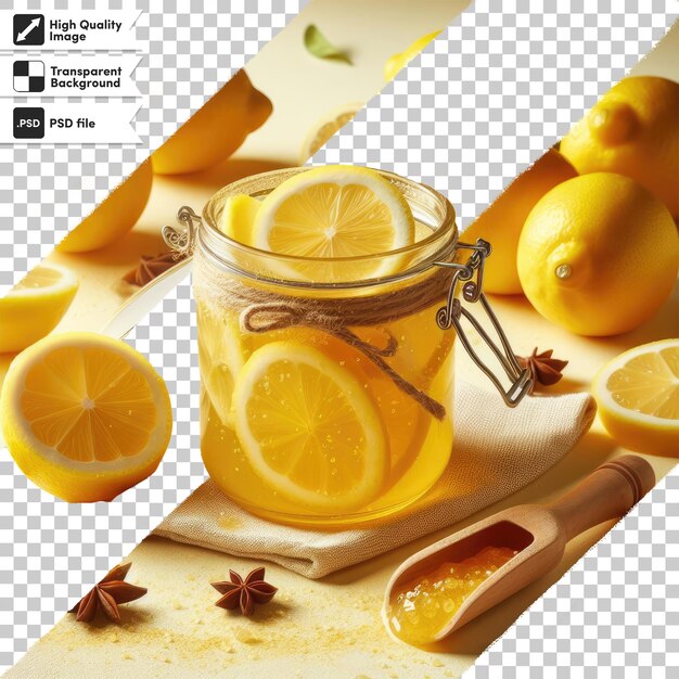 PSD psd jar of lemon jam on transparent background