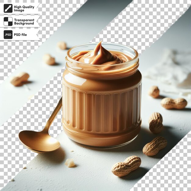 PSD psd jar of peanut chocolate butter on transparent background with editable mask layer