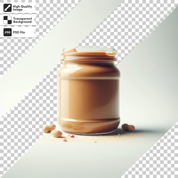 Psd jar of peanut chocolate butter on transparent background with editable mask layer