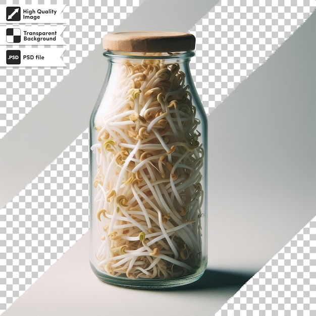 PSD psd jar of sprouts and leaves inside on transparent background