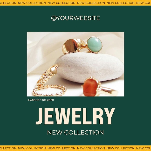 PSD psd jewelry on dark green background instagram post template