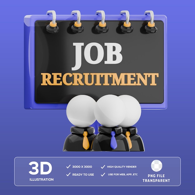 PSD Job Recruitment 3D Illustration