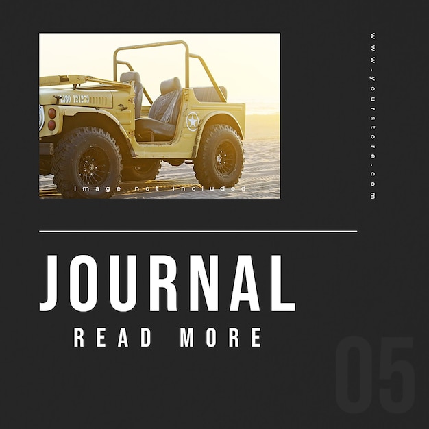 PSD psd journal read more off road with black background instagram post template