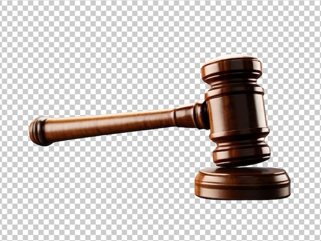 Psd of a judge hammer on transparent background