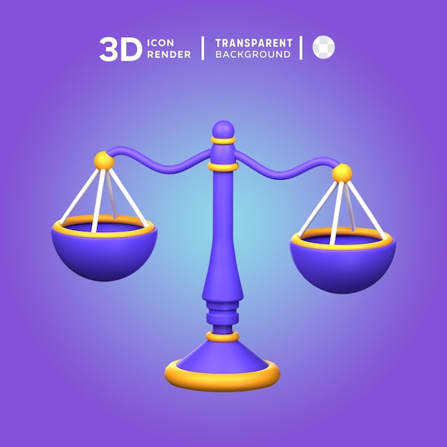 Psd justice scale 3d illustration