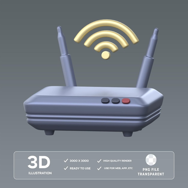 PSD kablosuz router 3D İllüstrasyon