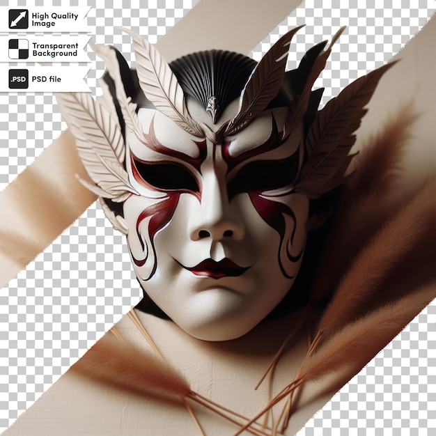 PSD psd kabuki mask on transparent background with editable mask layer