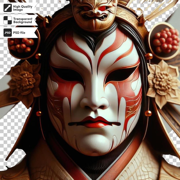 Psd kabuki mask on transparent background with editable mask layer