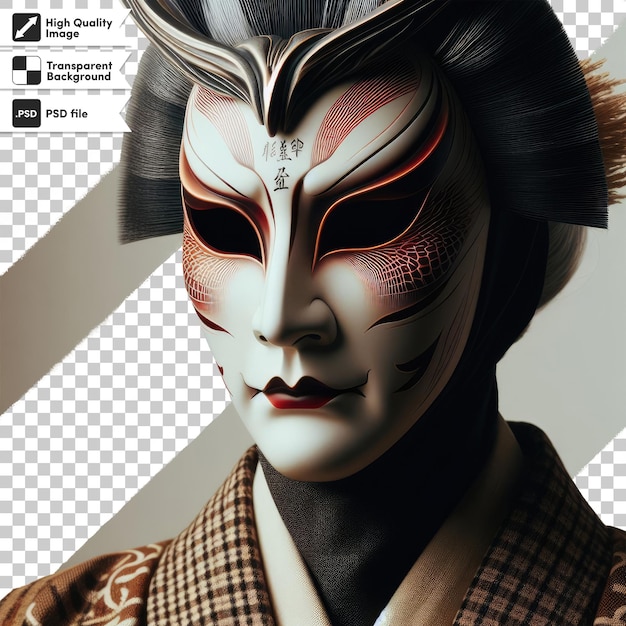 PSD psd kabuki mask on transparent background with editable mask layer