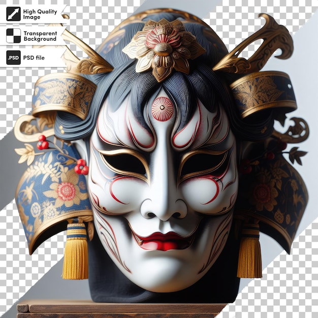 PSD psd kabuki mask on transparent background with editable mask layer