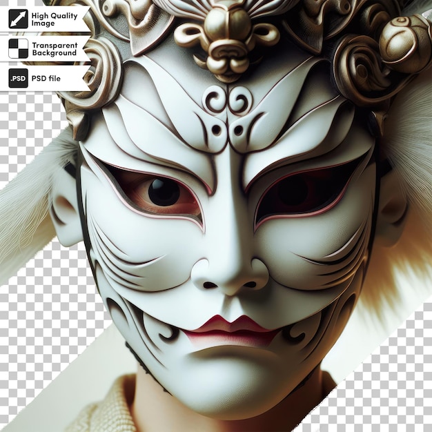 PSD psd kabuki mask on transparent background with editable mask layer