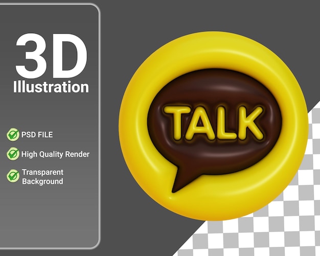 PSD Kakao Talk logo on a realistic 3d circle isolated