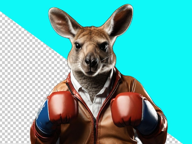 Psd of a kangaroo wearing boxing gloves