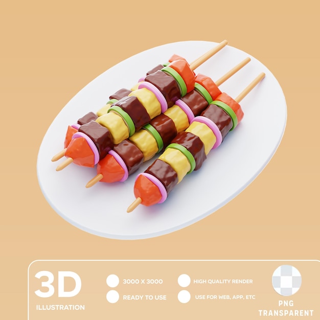 PSD psd kebab skewer 3d 일러스트레이션