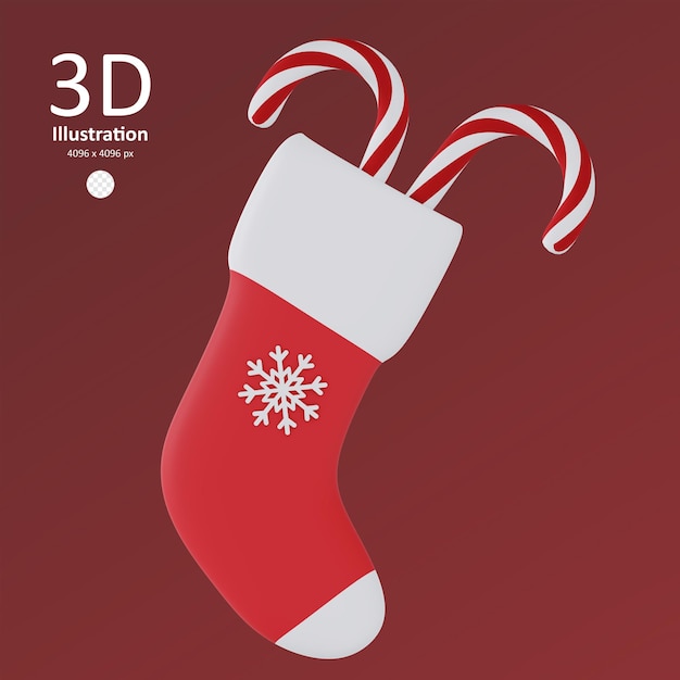 Psd kerstkous met snoepjes 3d gerenderd icoon geïsoleerd