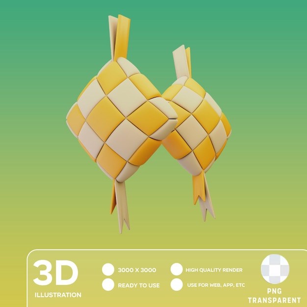 PSD psd ketupat dynamic premium 3d illustration