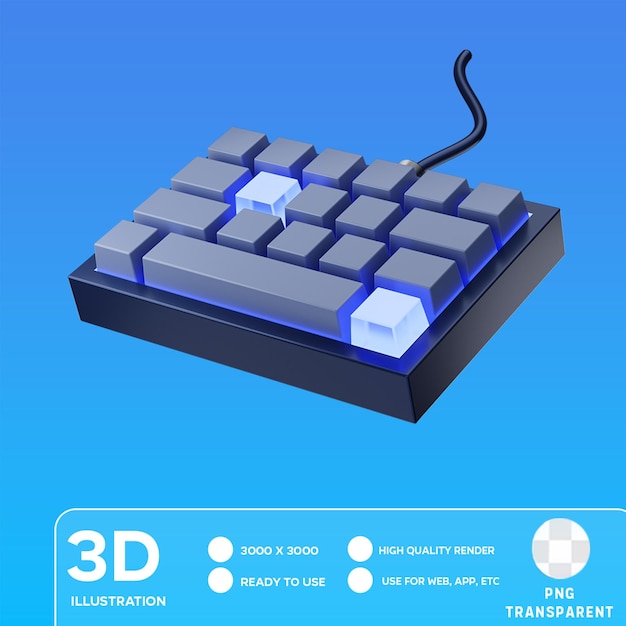 Psd keyboard 3d illustration