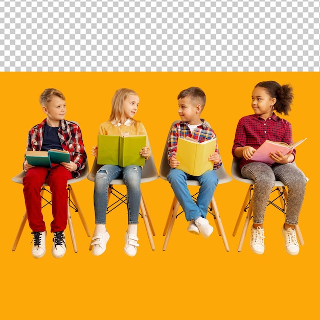 PSD Kinderen lezen samen met een transparante achtergrond