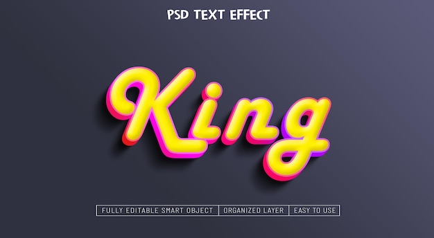 PSD a psd king text effect with a purple background.