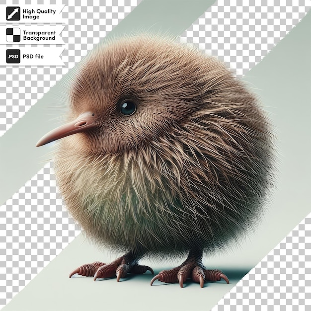 Psd kiwi bird on transparent background with editable mask layer