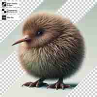 PSD uccello kiwi psd su sfondo trasparente con strato di maschera modificabile
