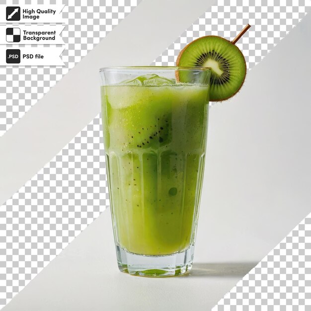 Psd kiwi juice in glass on transparent background with editable mask layer