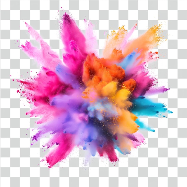 Psd kleur poeder explosie op doorzichtige achtergrond