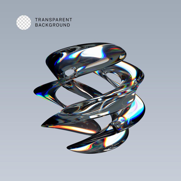 PSD psd kleurrijke 3d-glas abstracte vorm met dispersie
