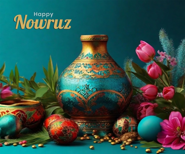 PSD kleurrijke nowruz dag achtergrond