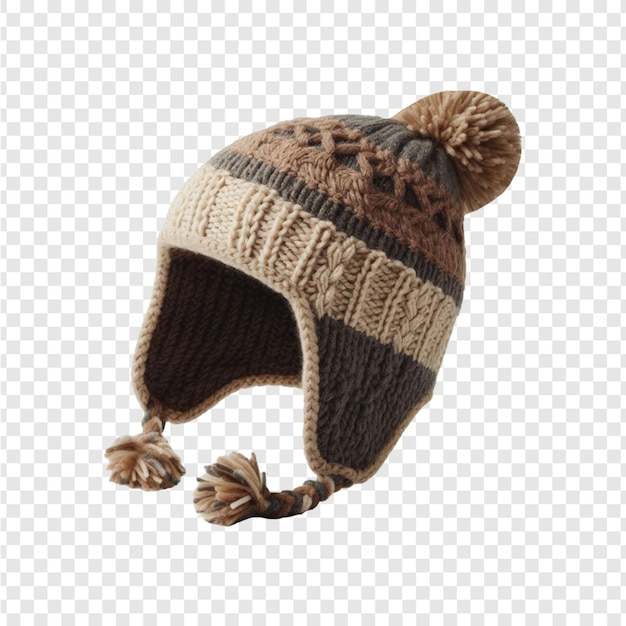 Psd knitted hat isolated with clipping path isolated on transparent background