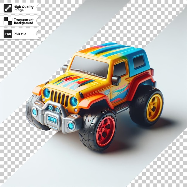 PSD psd kolorowy zabawkowy samochód na przezroczystym tle
