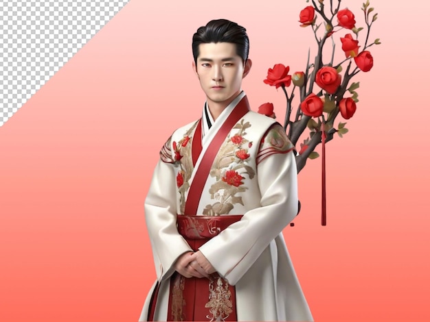 Psd of a korean wedding outfit on transparent background