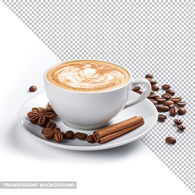 PSD psd kubek latte na kawie cappuccino odizolowany bez tła