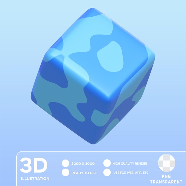 Psd kubus blauwe 3d-illustratie