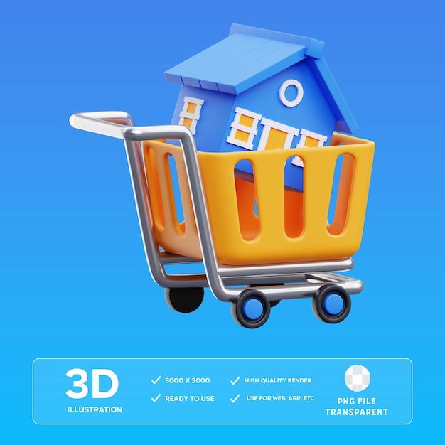 PSD kupowanie domu 3D Ilustracja