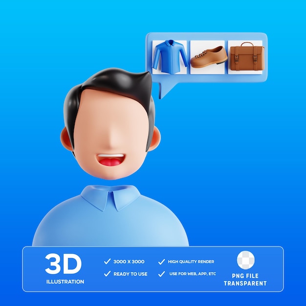 PSD Kupujący ilustracja 3D