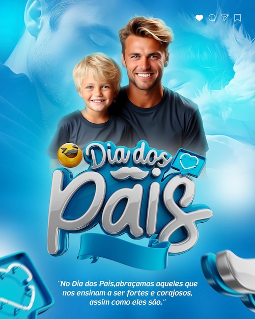 Psd label fathers day in brazil 3d render template design