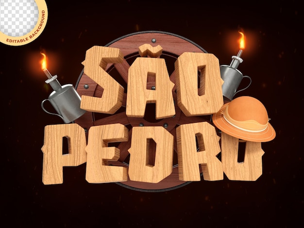 PSD psd-label sao pedro festa junina in brazilië 3d render