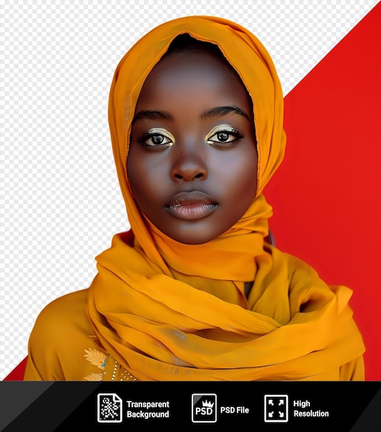 PSD psd ładna kobieta w żółtym hidżabie png