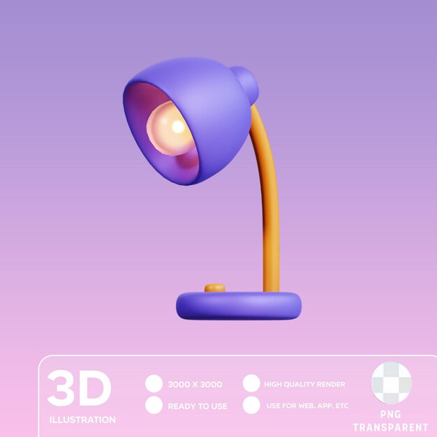 PSD illustrazione 3d della lampada psd