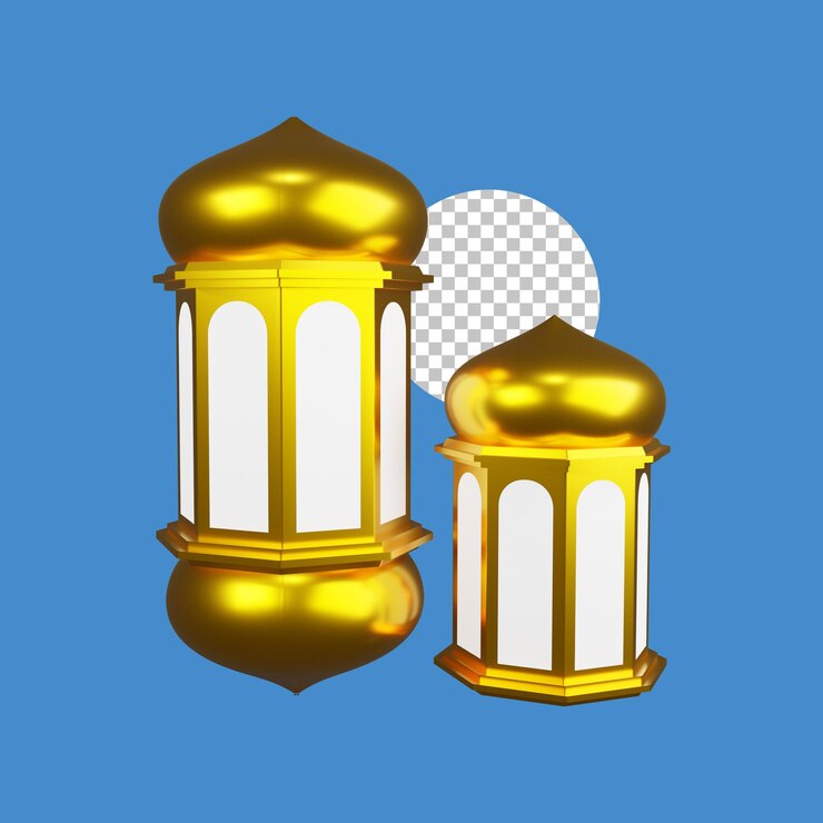 3 d レンダリングを使用した PSD ランプまたはランタン イスラム デザイン