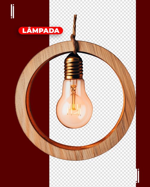 PSD psd lamp with round wood for composition image without background