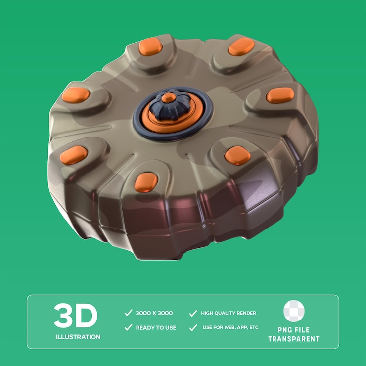 PSD psd land mine 3d illustration