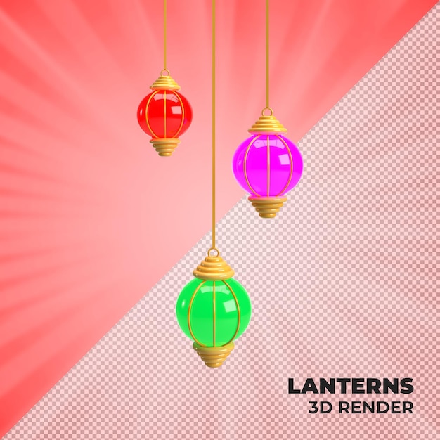 Psd lanterns 3d render post template