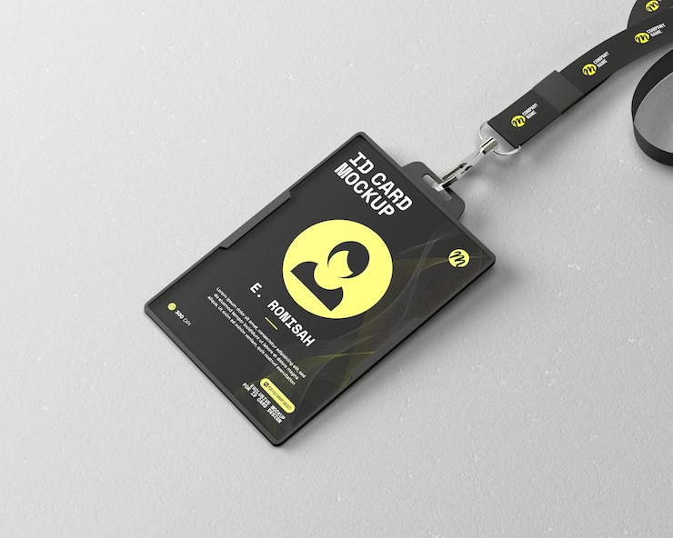 PSD psd lanyard en id badge mockup