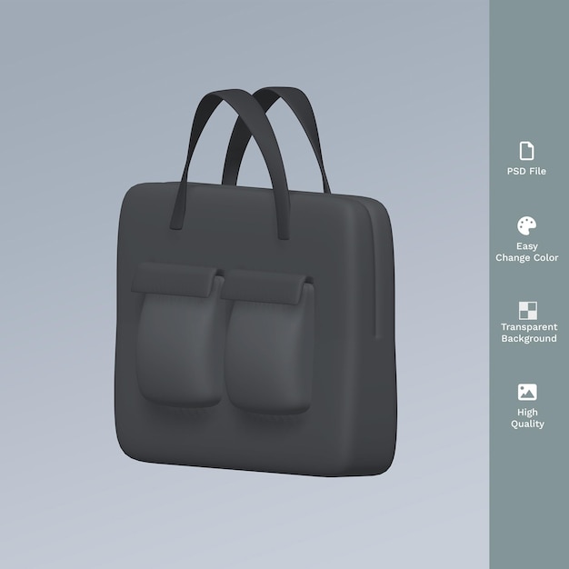 PSD illustrazione 3d della borsa per laptop psd