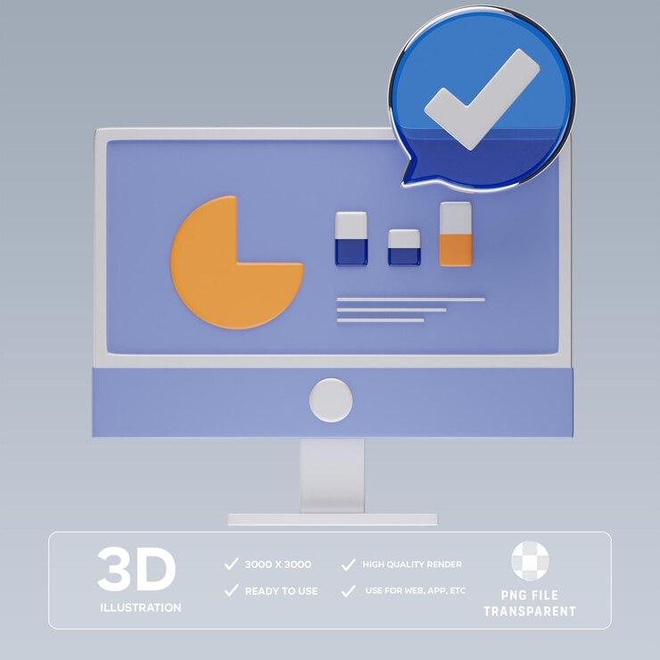 PSD psd laptop chart 3d illustration