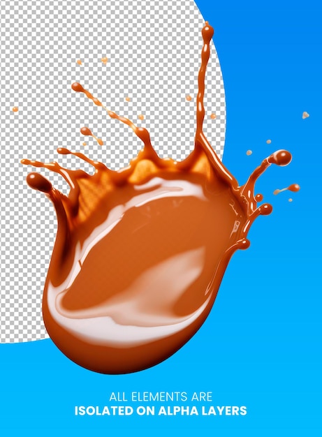 PSD Latte coffee splash separated from background png