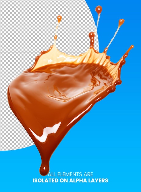 PSD Latte coffee splash separated from background png